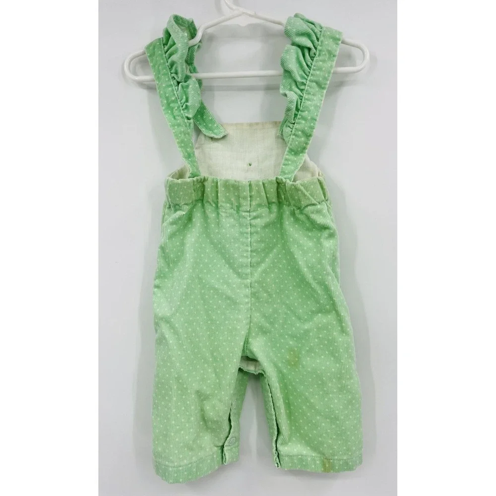 Vintage Healthtex Polka Dot Corduroy Overalls Size 3 Months Ruffles